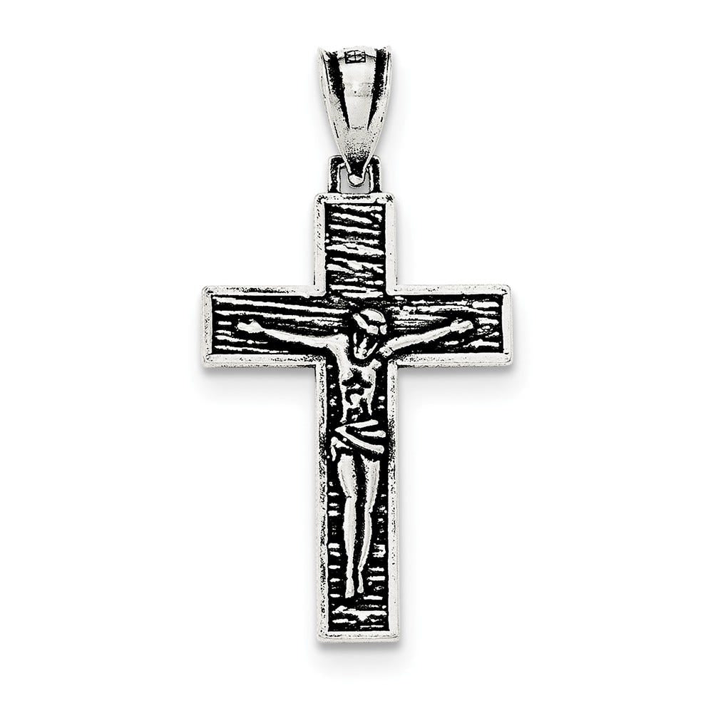 Sterling Silver Antiqued & Textured Crucifix Pendant
