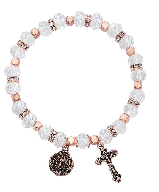Stretch Copper Crystal Rosary Bracelet