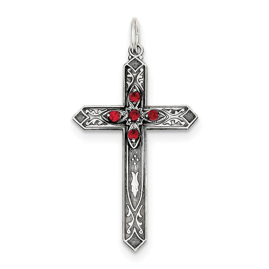 Sterling Silver July Birthstone Cross Pendant