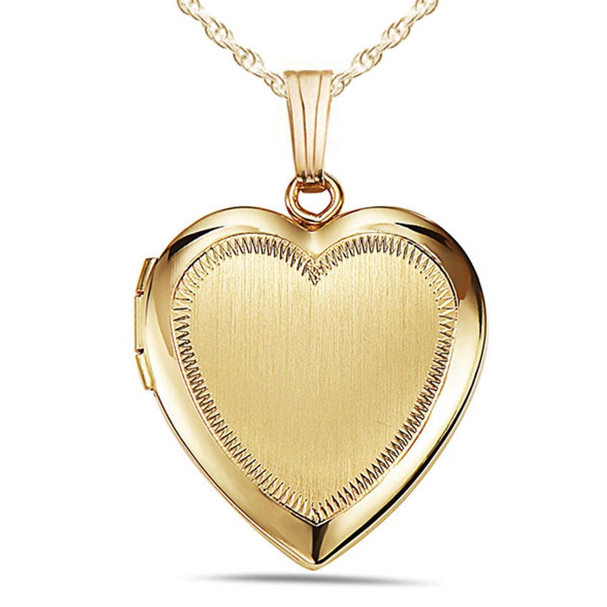 14K Gold Filled Yellow Heart Photo Locket - 3/4 inch x 3/4 inch