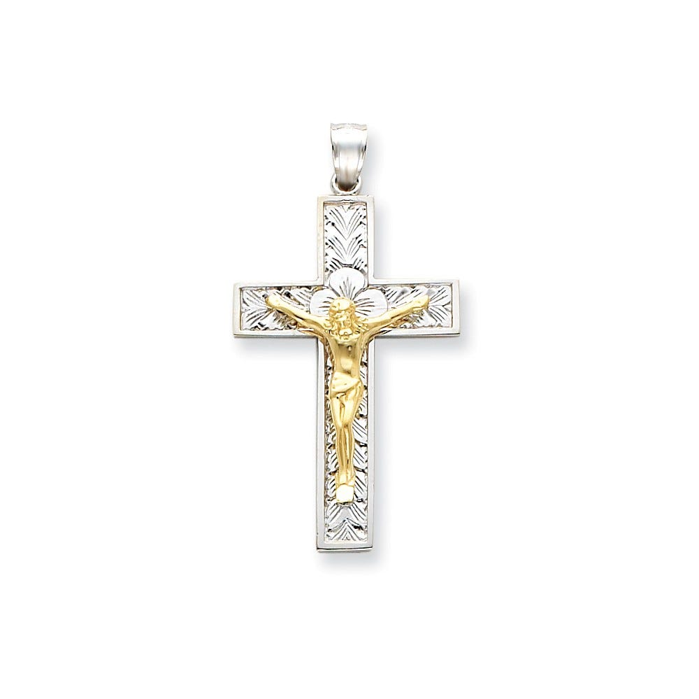 14k Two-tone Crucifix Pendant
