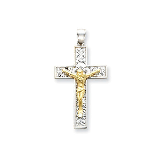14k Two-tone Crucifix Pendant