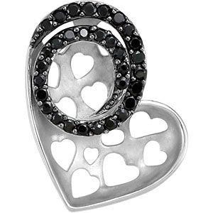 Genuine Black Spinel Heart Pendant