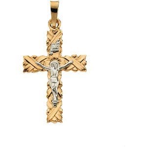 14K Two-Tone Gold Crucifix Pendant