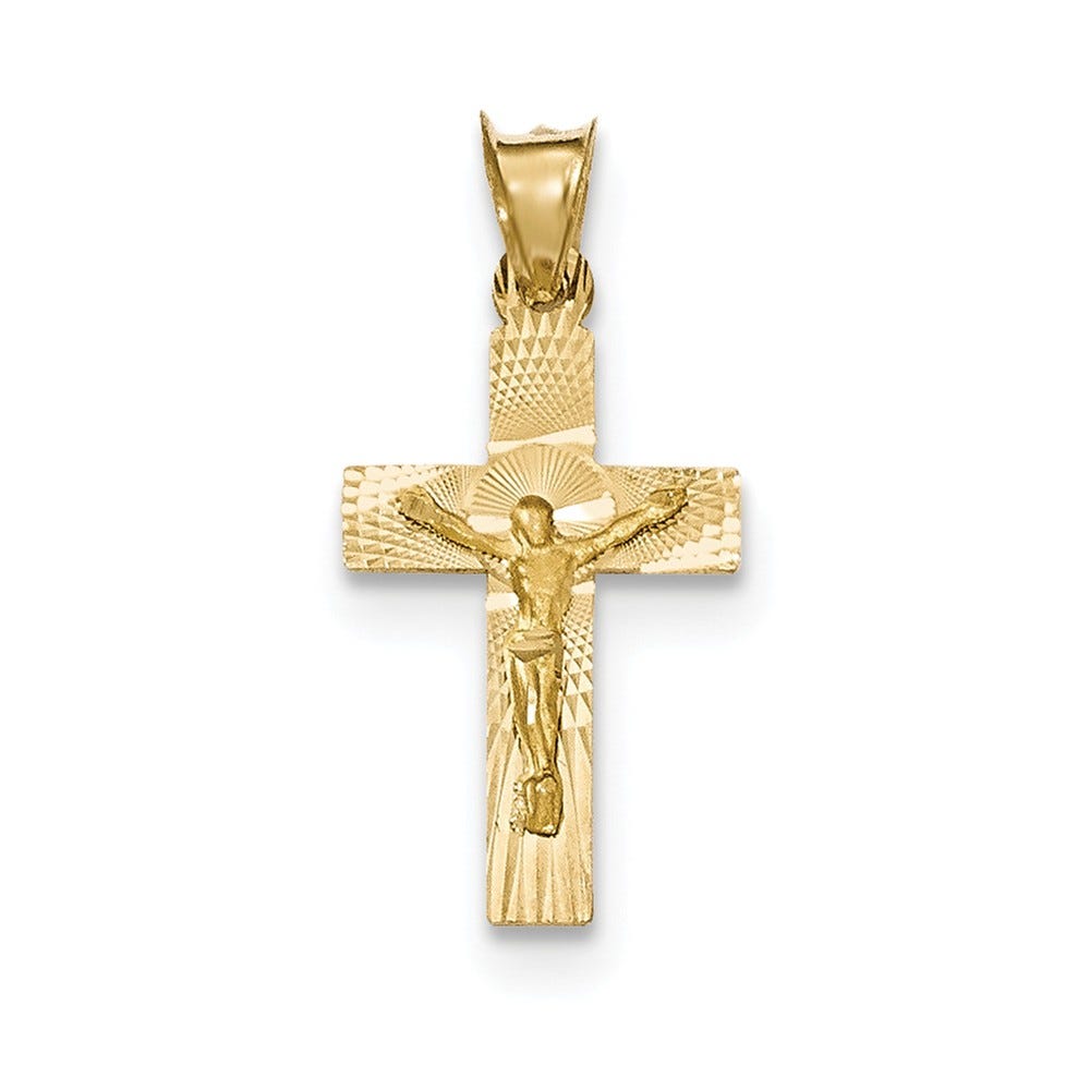 14k Polished Satin and D/C Crucifix Pendant