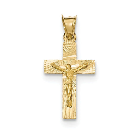 14k Polished Satin and D/C Crucifix Pendant
