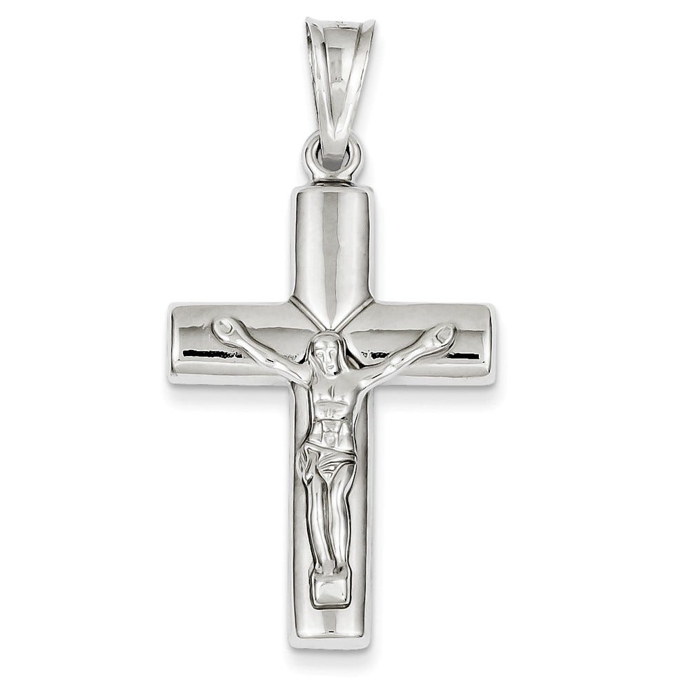 14k White Gold Reversible Crucifix /Cross Pendant