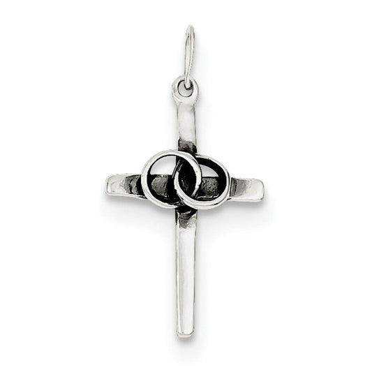 Sterling Silver Antiqued Wedding Cross Charm