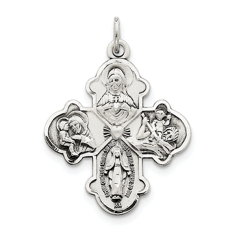 Sterling Silver Antiqued 4-way Medal