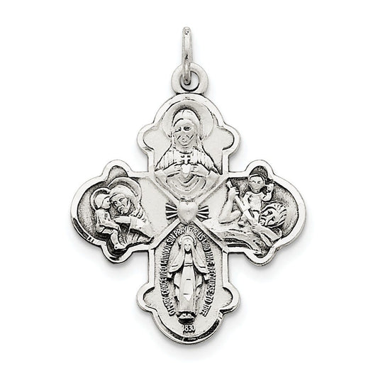 Sterling Silver Antiqued 4-way Medal