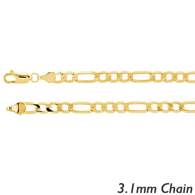14K Yellow Gold 3.1mm Figaro Link Chain