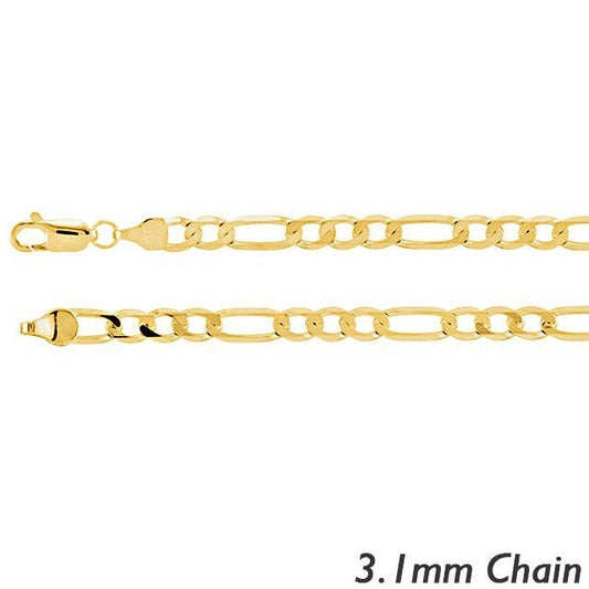 14K Yellow Gold 3.1mm Figaro Link Chain