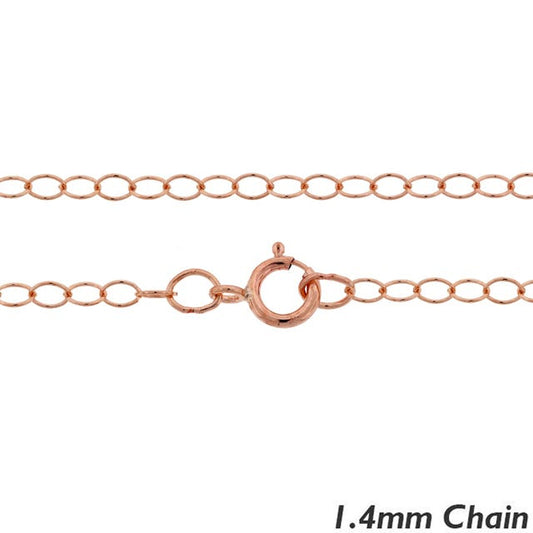 Solid 14k Rose Gold 1.4mm Cable Chain