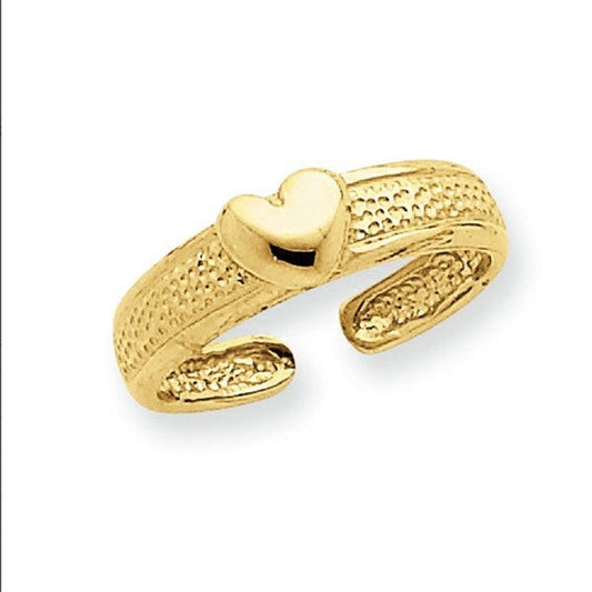 14k Yellow Gold Heart Toe Ring