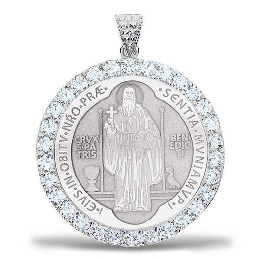 Saint Benedict CZ Religious Round Medal - "EXCLUSIVE"