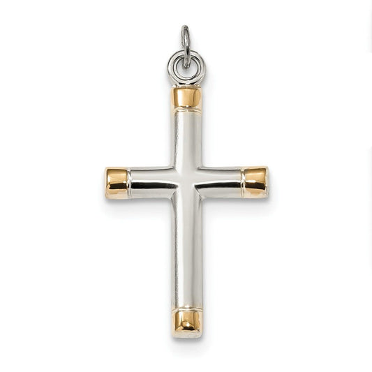 Sterling Silver Polished Gold-plated Tips Cross pendant