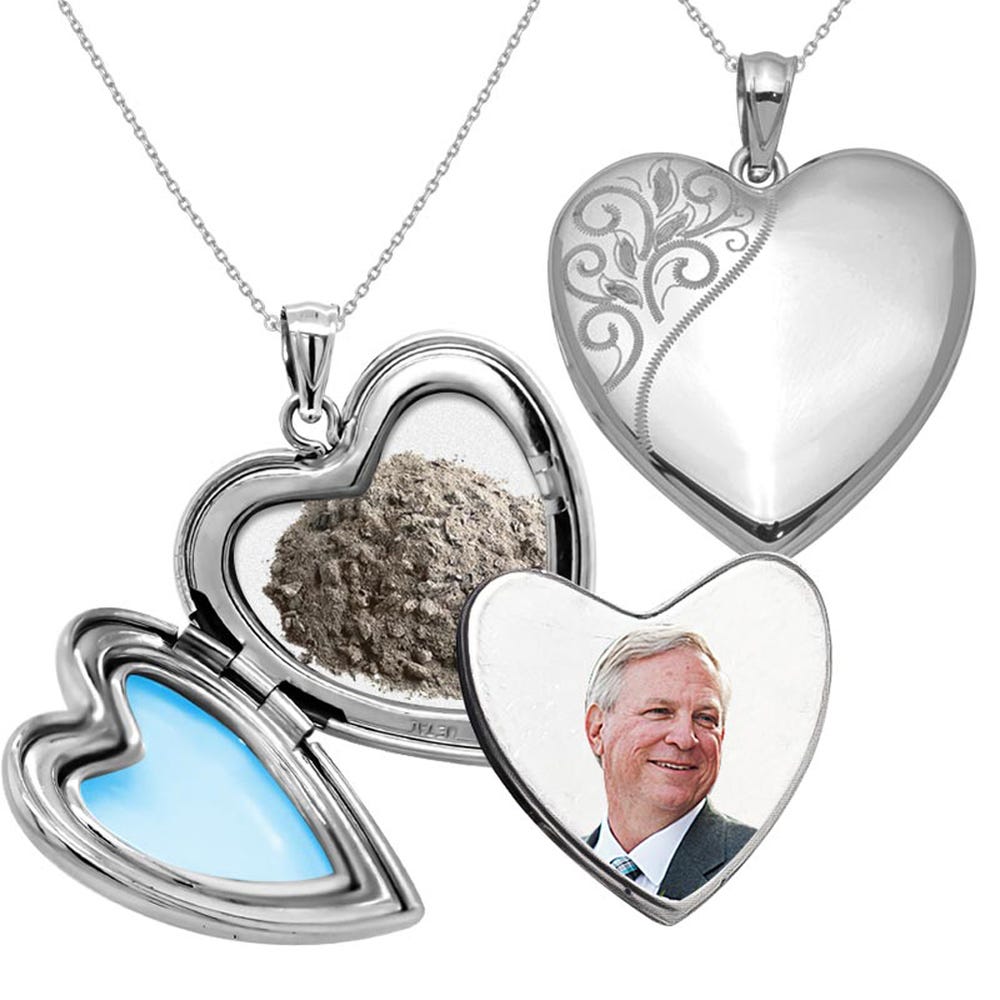 Floral Trimmed Cremation & Hair Photo Locket