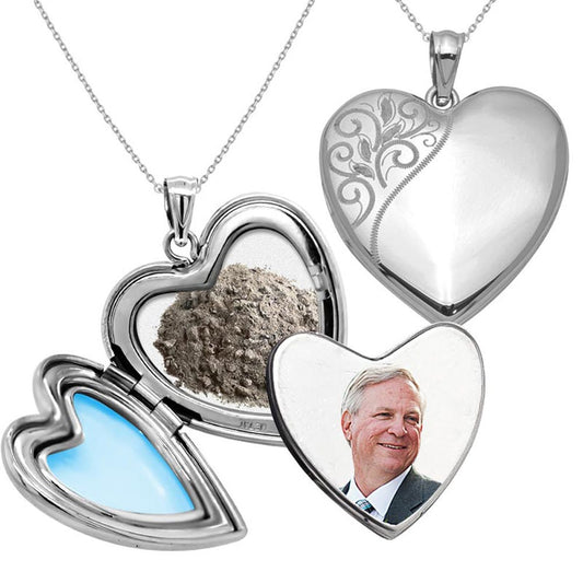 Floral Trimmed Cremation & Hair Photo Locket
