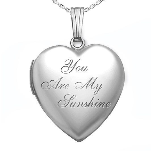 Sterling Silver "You Are My Sunshine" Heart Photo Locket