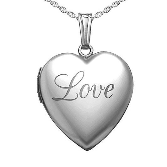 Sterling Silver " Love " Heart Photo Locket