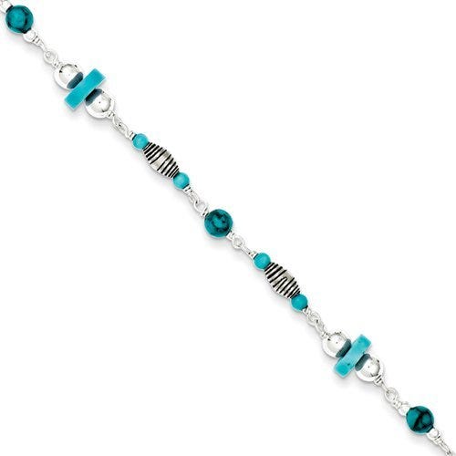 Sterling Silver 9" Turquoise Anklet Bracelet