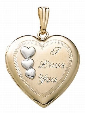 14K Gold Filled I Love You Heart Photo Locket - 3/4 inch x 3/4 inch