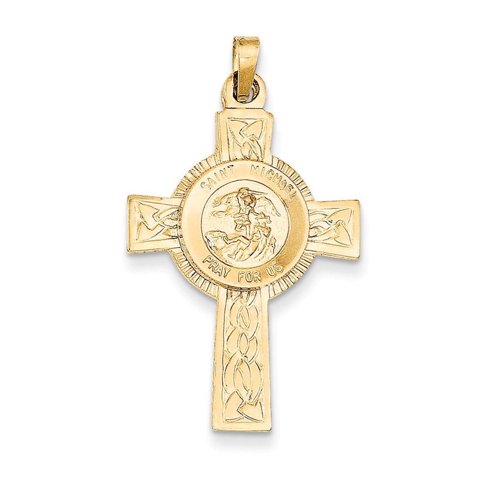 14k Cross w/St. Michael Medal Pendant