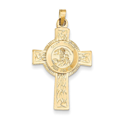 14k Cross w/St. Michael Medal Pendant