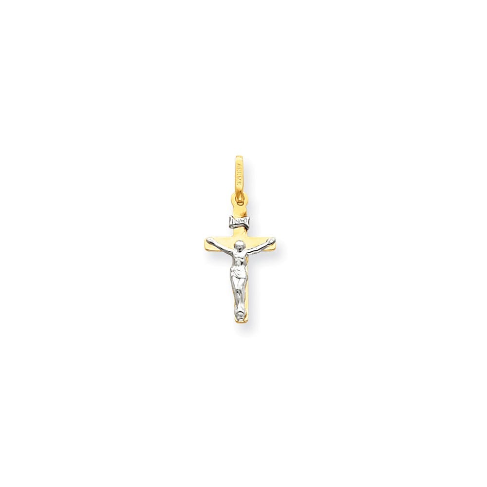 14k Two-tone INRI Crucifix Pendant