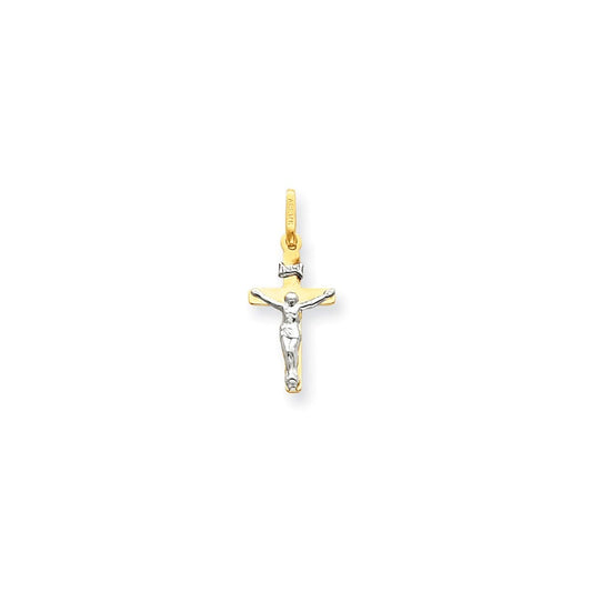 14k Two-tone INRI Crucifix Pendant
