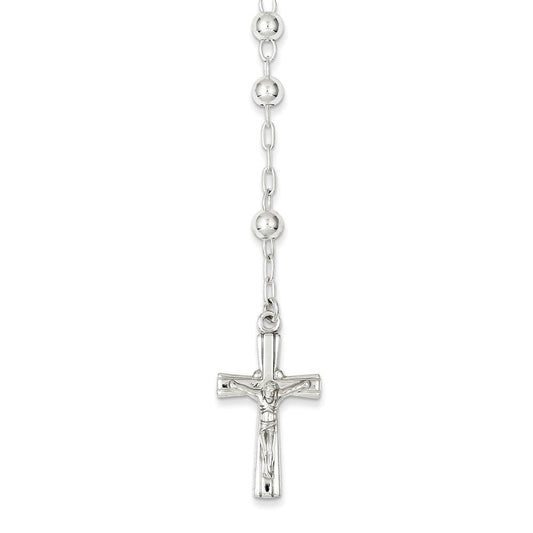 Sterling Silver Polished Rosary Necklace