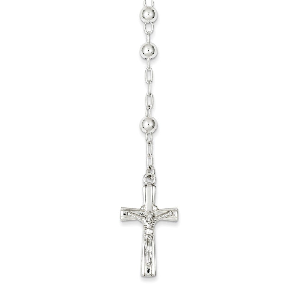Sterling Silver Polished Rosary Necklace