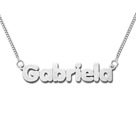 Sterling Silver "Block" Style Horizontal Name Necklace w/ Chain