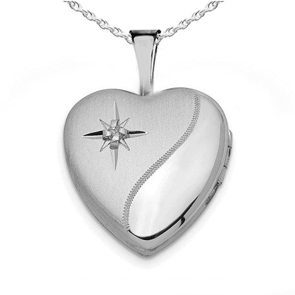Sterling Silver Cubic Zirconia Heart Photo Locket
