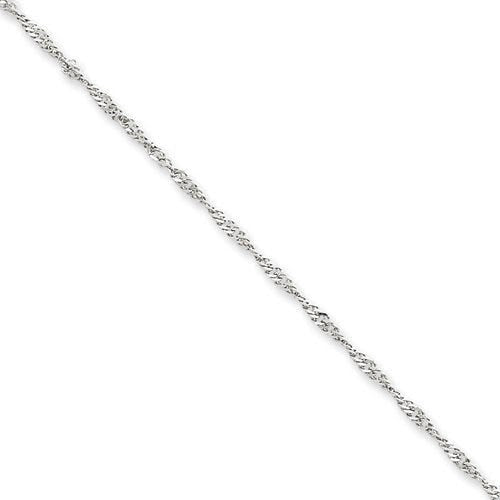 14k White Gold 1.65mm Solid Polished Singapore Chain