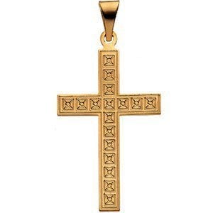 14K Yellow Gold CROSS PENDANT W/DESIGN