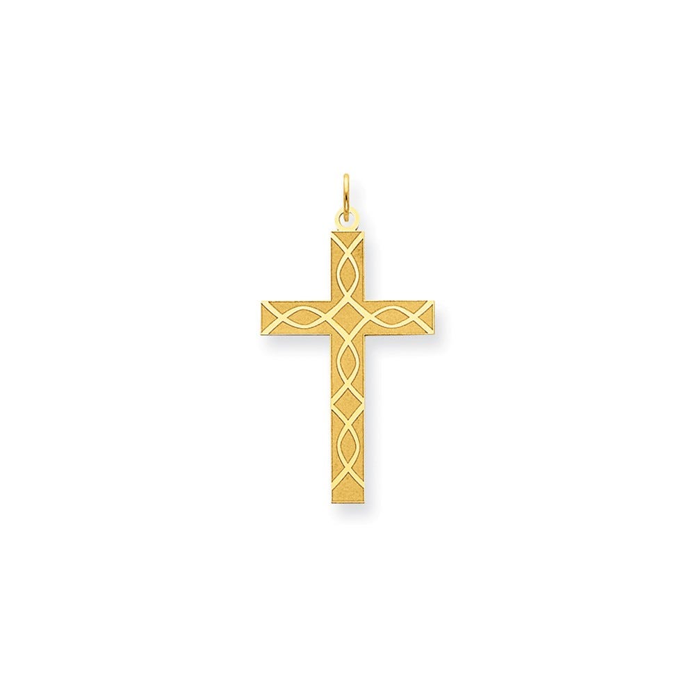 14K Laser Designed Cross Pendant