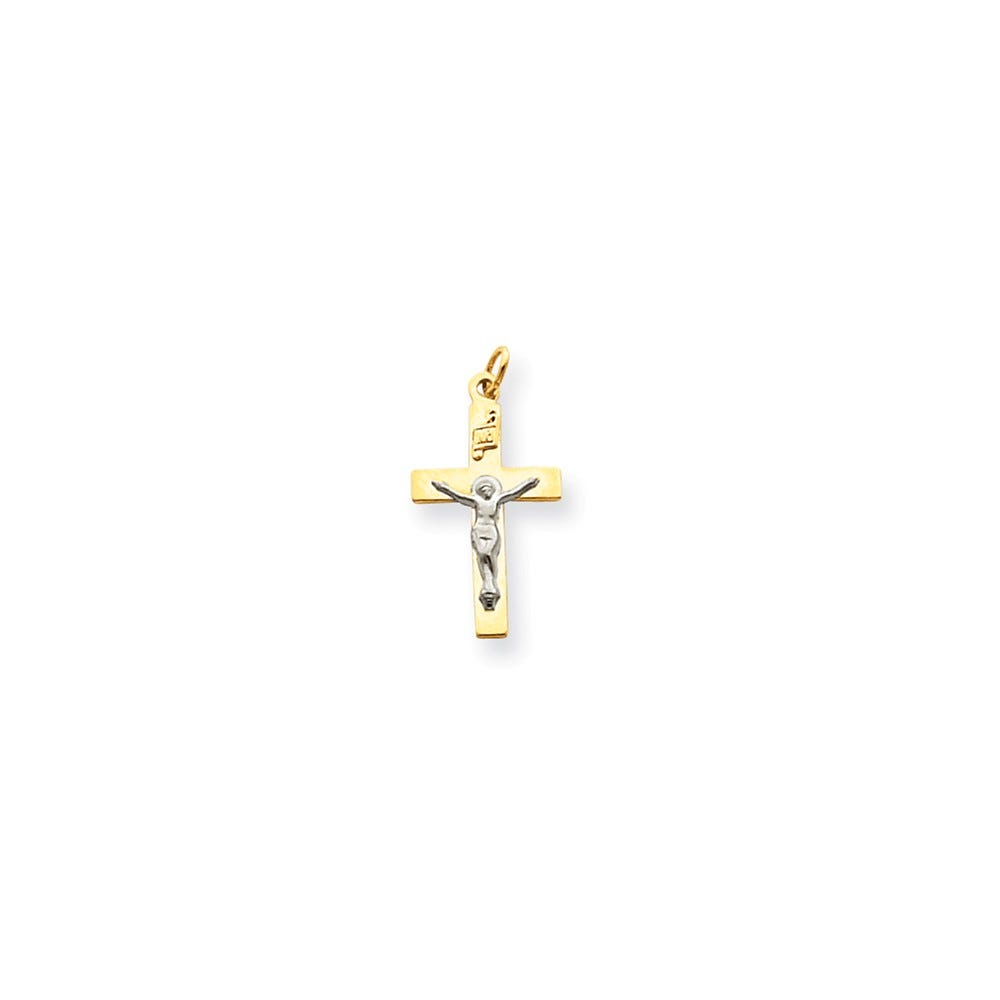 14k Two-tone INRI Crucifix Pendant