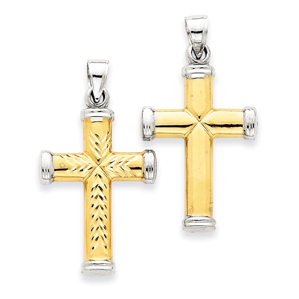14k w/Rhodium Reversible Cross