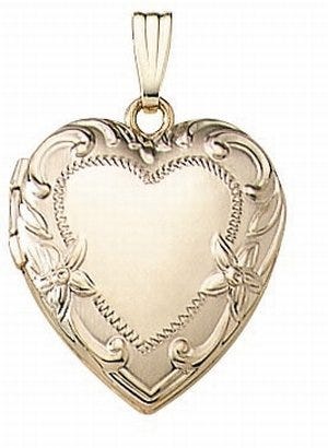 Solid 14K Yellow Gold Heart Photo Locket