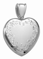 14k White Gold Premium Heart Photo Locket