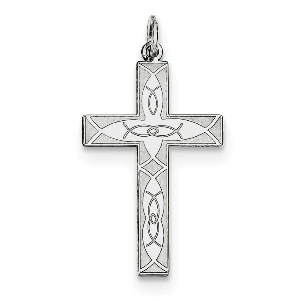 Sterling Silver Laser Designed Cross Pendant
