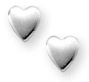 Sterling Silver Children's "Plain Heart"  Post Earrings