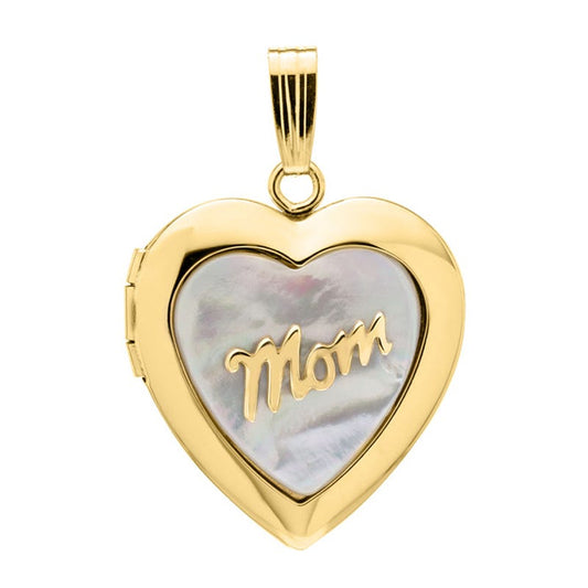 14k Gold Filled Mother of Pearl Mom Heart Photo Locket
