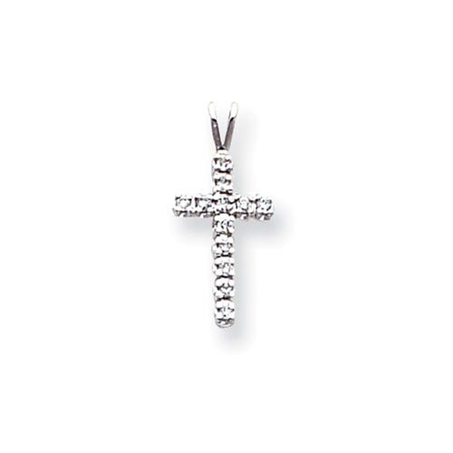 14k White Gold AA Diamond Cross Pendant