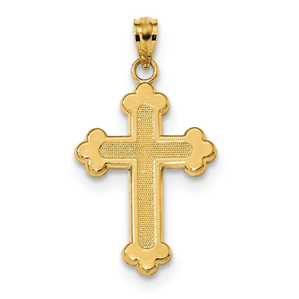 14k Satin & Polished Budded Cross Pendant