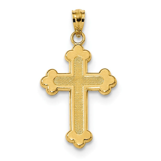 14k Satin & Polished Budded Cross Pendant