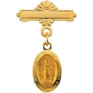 Miraculous Medal Baptismal Brooch