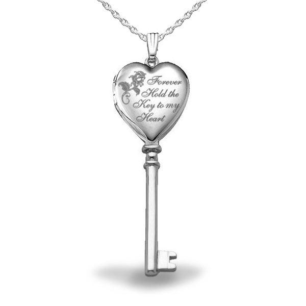 Sterling Silver Key To My Heart Photo Locket