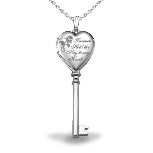Sterling Silver Key To My Heart Photo Locket